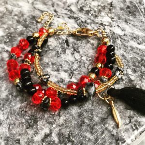 ΒBραχιόλι Χειροποίητο με Οψιδιανό και Κρύσταλλα