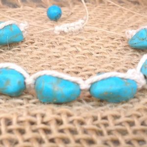 Αντρικο Βραχιολι με Ημιπολυτιμες Χαντρες Μακραμε