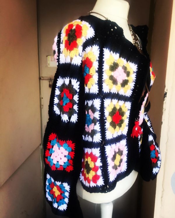 Πολύχρωμη Πλεκτή Χειροποίητη Ζακετα Boho - Image 3