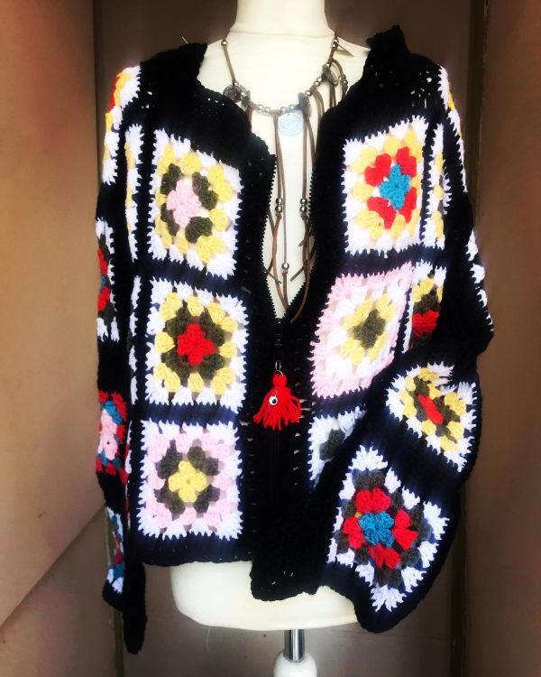 Πολύχρωμη Πλεκτή Χειροποίητη Ζακετα Boho