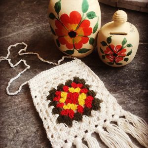 Πλεκτό βαμβακερό Boho τσαντάκι