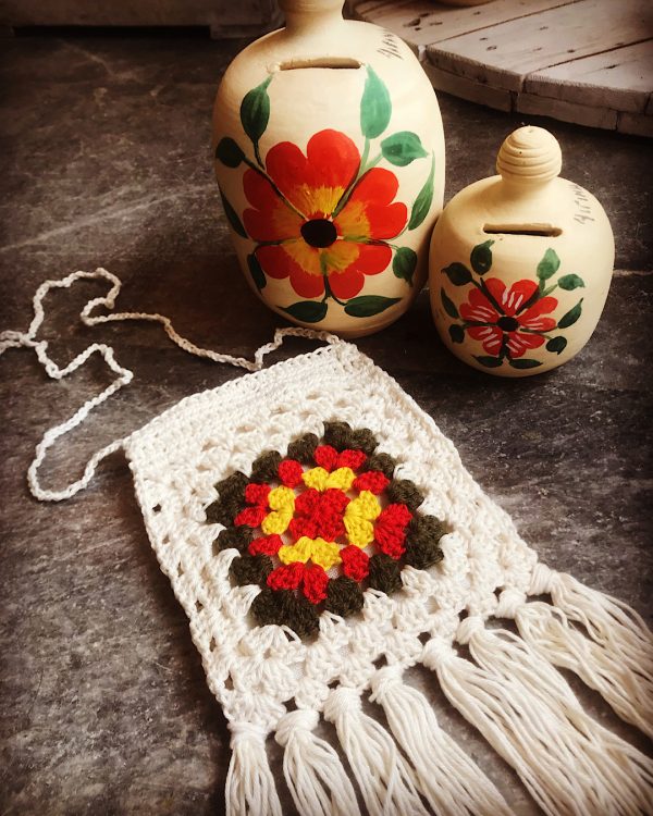 Πλεκτό βαμβακερό Boho τσαντάκι