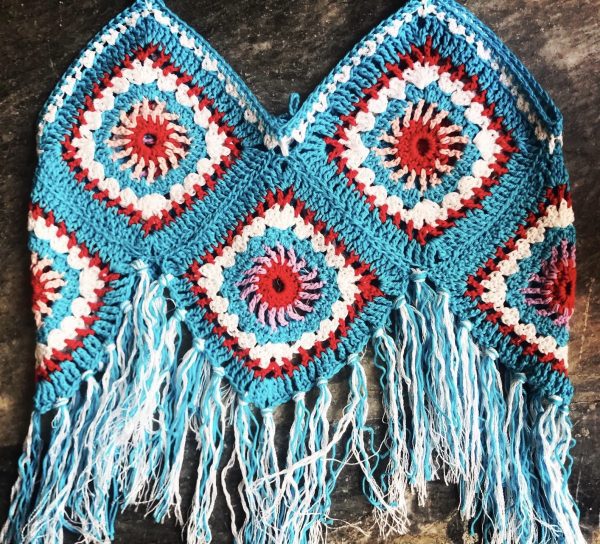 Χειροποίητο Πλεκτό Καλοκαιρινό Μπλουζάκι Boho με Κρόσια - Image 5