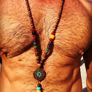 Ενεργειακό Κολιέ Unisex Boho, με Ξύλινες Χάντρες Mala, Ημιπολύτιμους Λίθους και Κρύσταλλα
