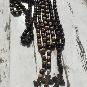 Χειροποίητα Ροζάρια με Ξύλινες Χάντρες, Χαολίτη και Ξύλινο Σταυρό