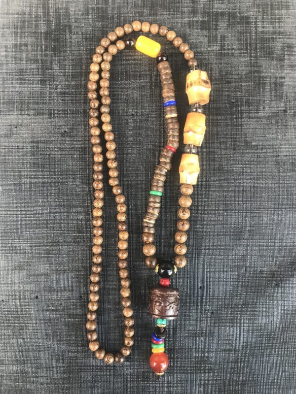 Ενεργειακό Κολιέ Boho, με Ξύλινες Χάντρες Mala, Ημιπολύτιμους Λίθους και Κρύσταλλα II - Image 5