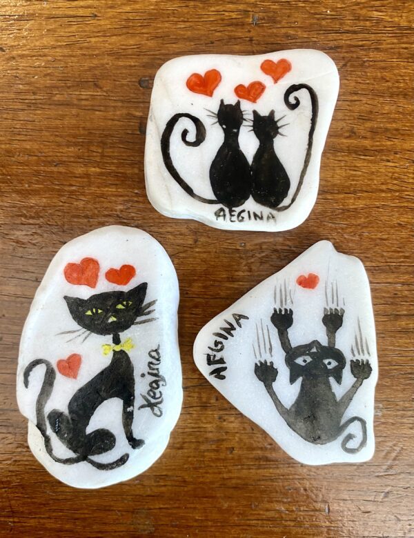 Stone Art - Ζωγραφικη σε Πετρουλες with Love from Aegina "Οι Γατουλες¨