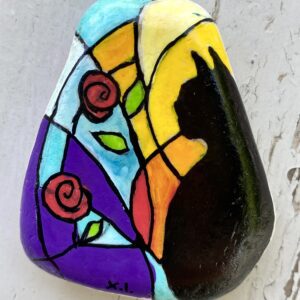 Stone Art - Ζωγραφικη σε Βοτσαλο - Γατουλα με ομορφα χρωματα